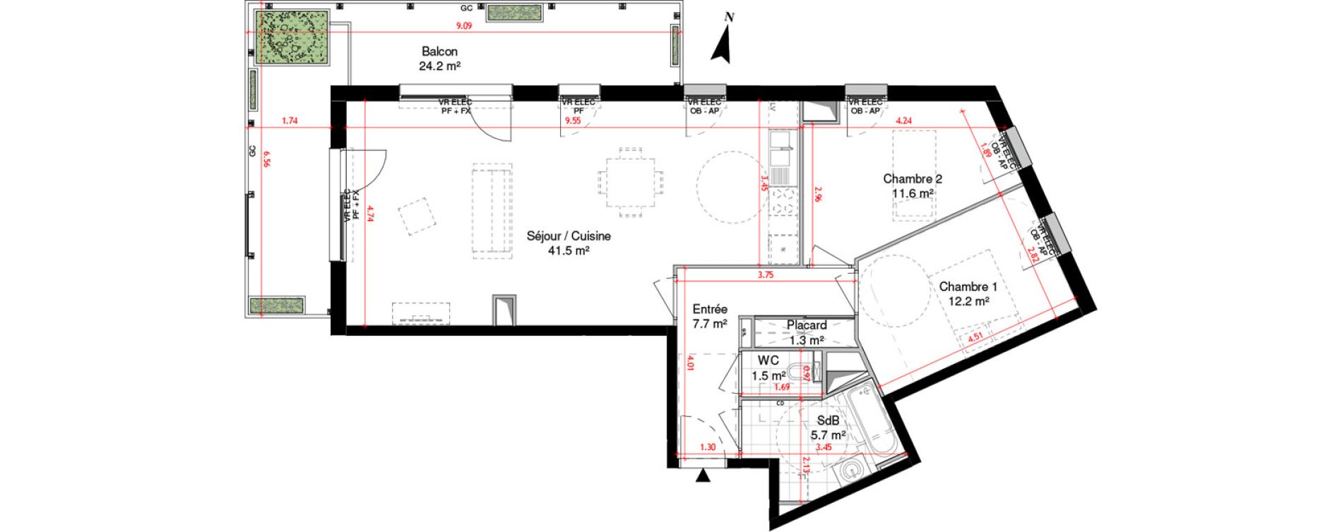 Appartement T3 de 81,50 m2 &agrave; Lille Centre