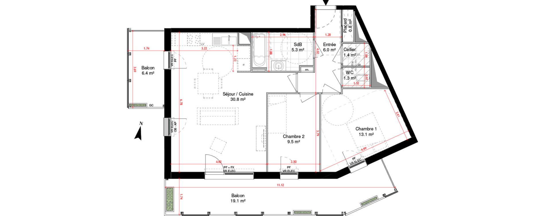 Appartement T3 de 68,20 m2 &agrave; Lille Centre
