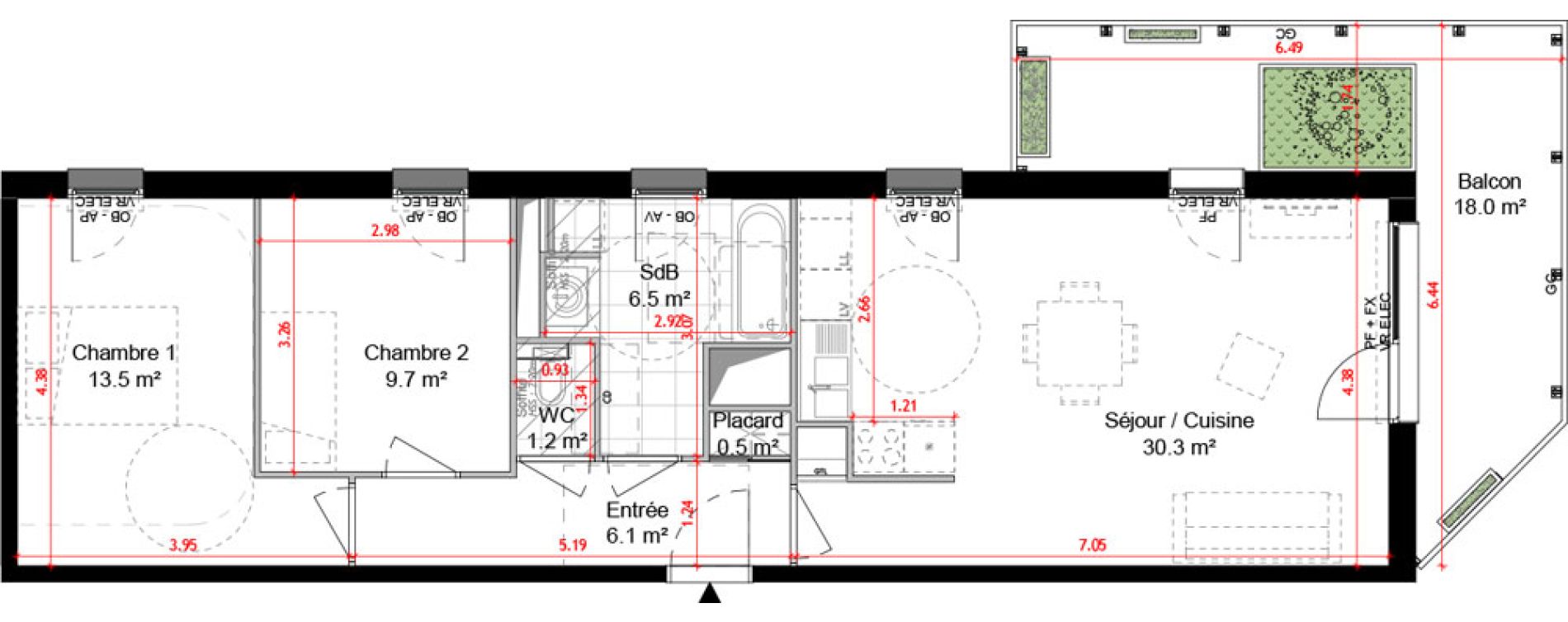 Appartement T3 de 67,80 m2 &agrave; Lille Centre