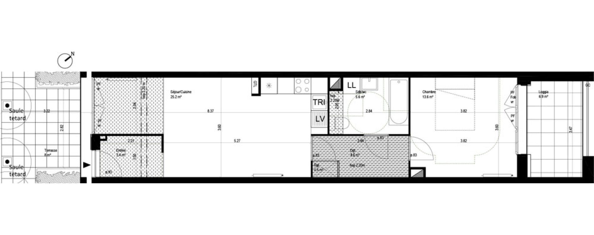 Appartement T2 de 52,90 m2 &agrave; Lille Bois blancs