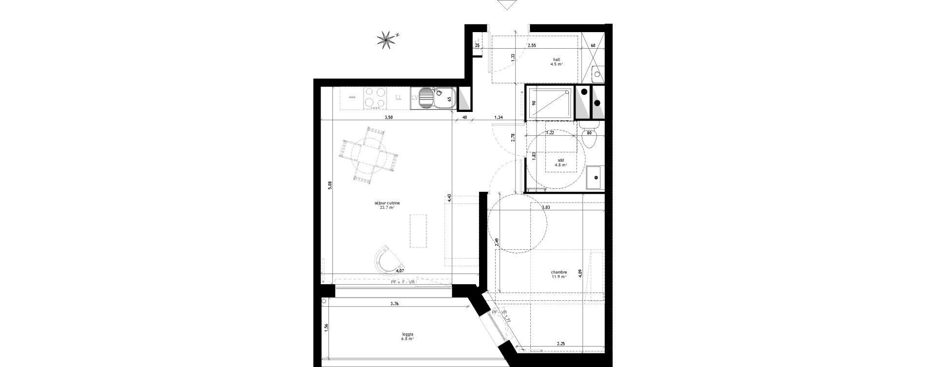 Appartement T2 de 44,90 m2 &agrave; Lille Sud
