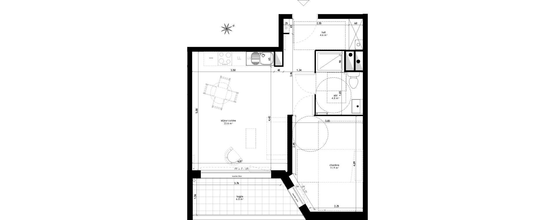 Appartement T2 de 44,90 m2 &agrave; Lille Sud