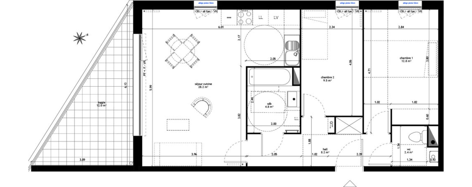 Appartement T3 de 65,90 m2 &agrave; Lille Sud