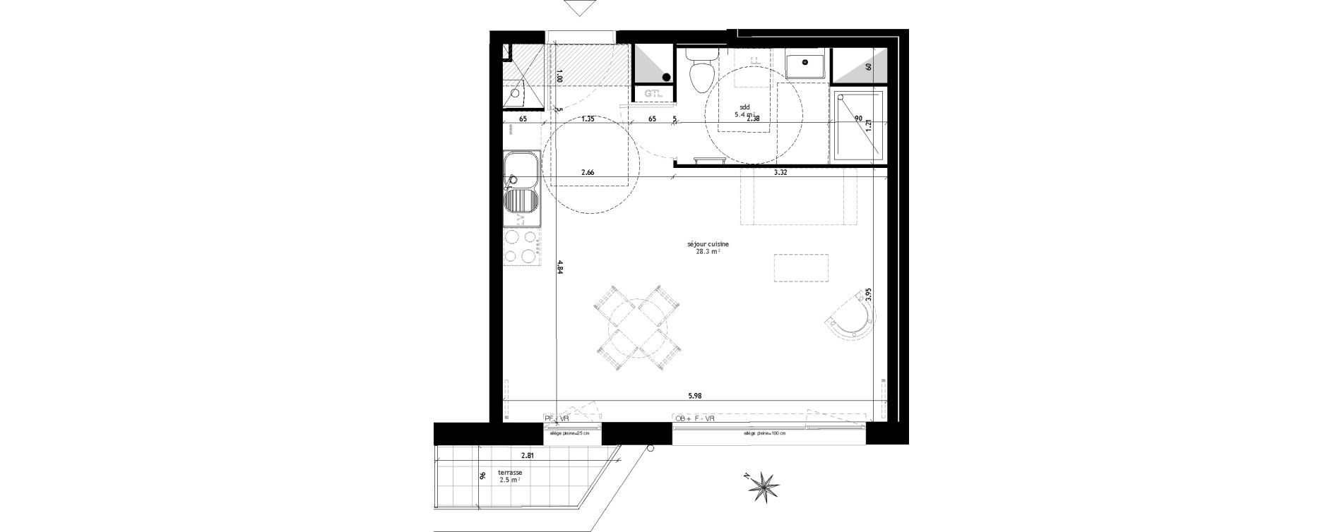 Appartement T1 de 33,70 m2 &agrave; Lille Sud