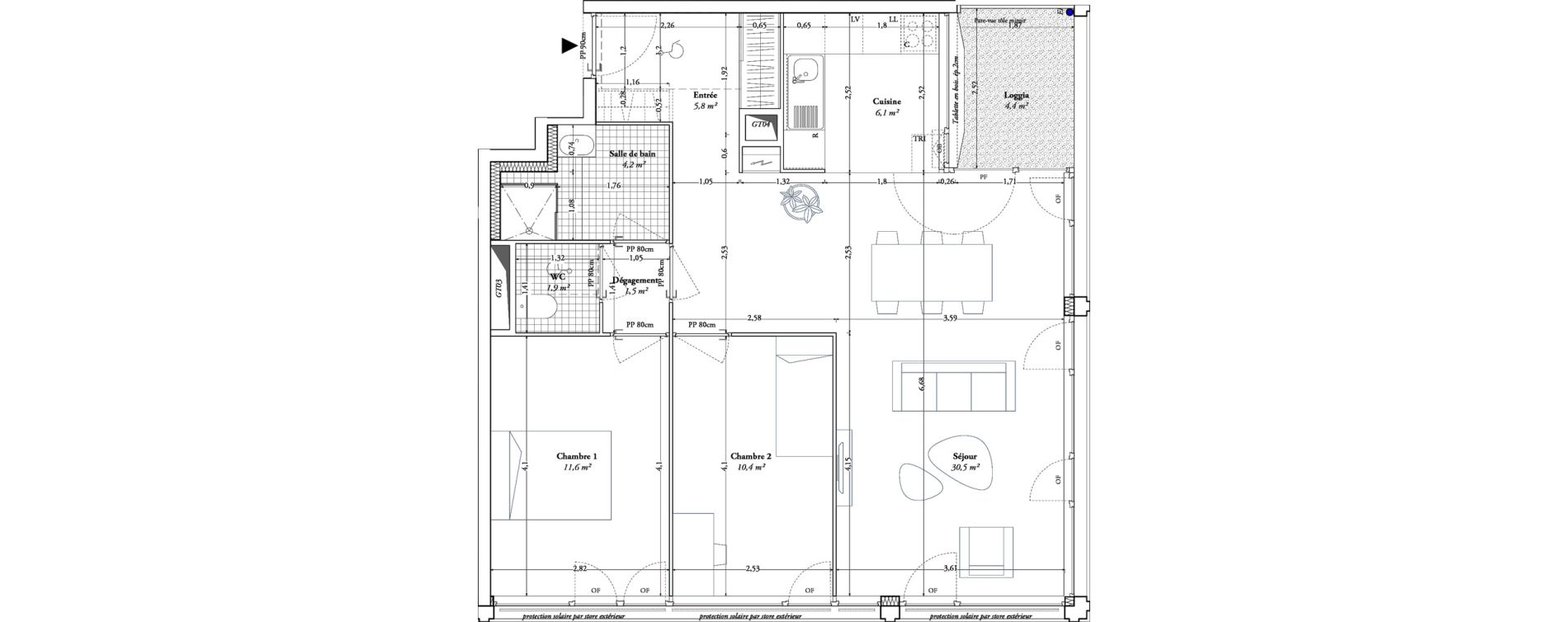 Appartement T3 de 71,90 m2 &agrave; Lille Fives