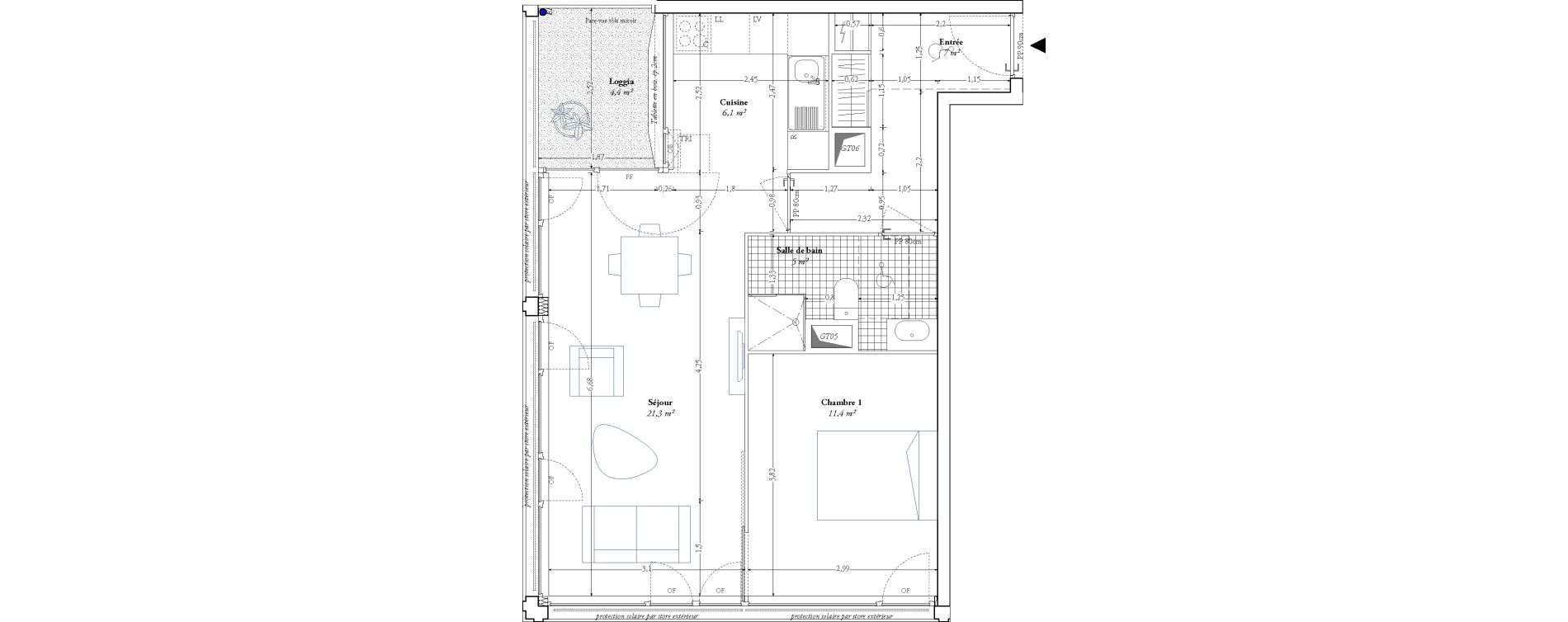 Appartement T2 de 50,80 m2 &agrave; Lille Fives