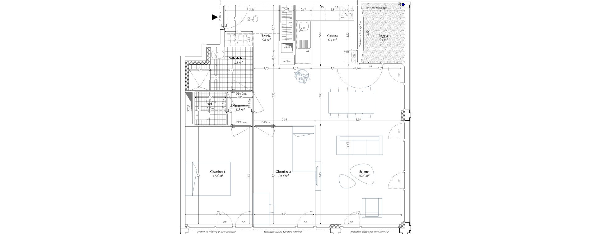 Appartement T3 de 71,90 m2 &agrave; Lille Fives