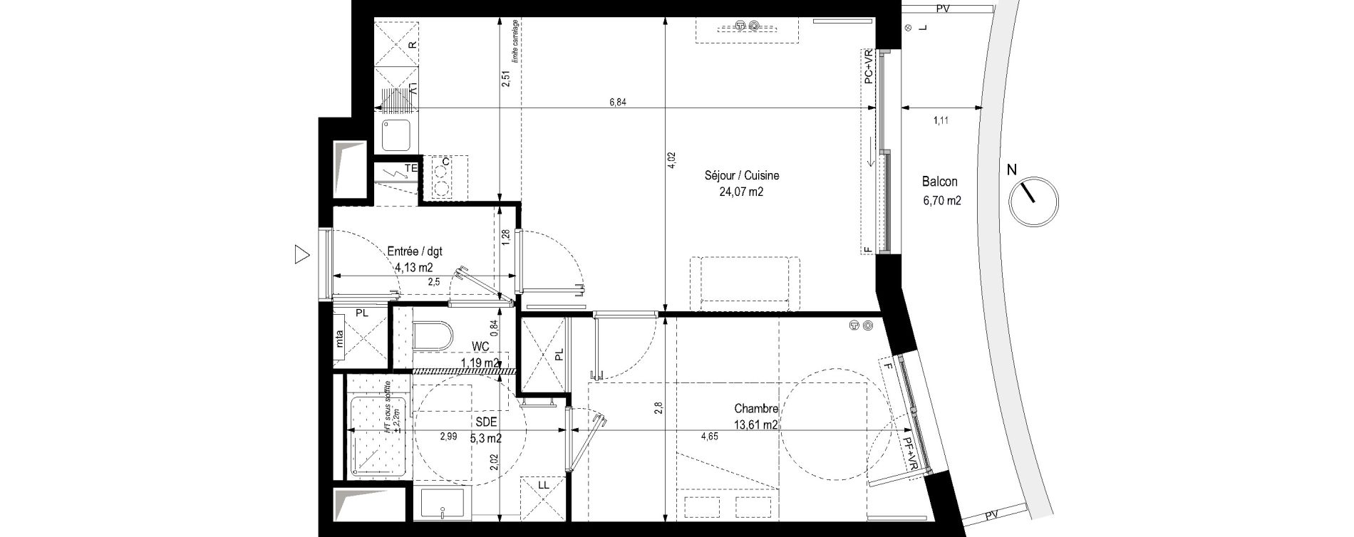 Appartement T2 de 48,30 m2 &agrave; Lille Lille centre