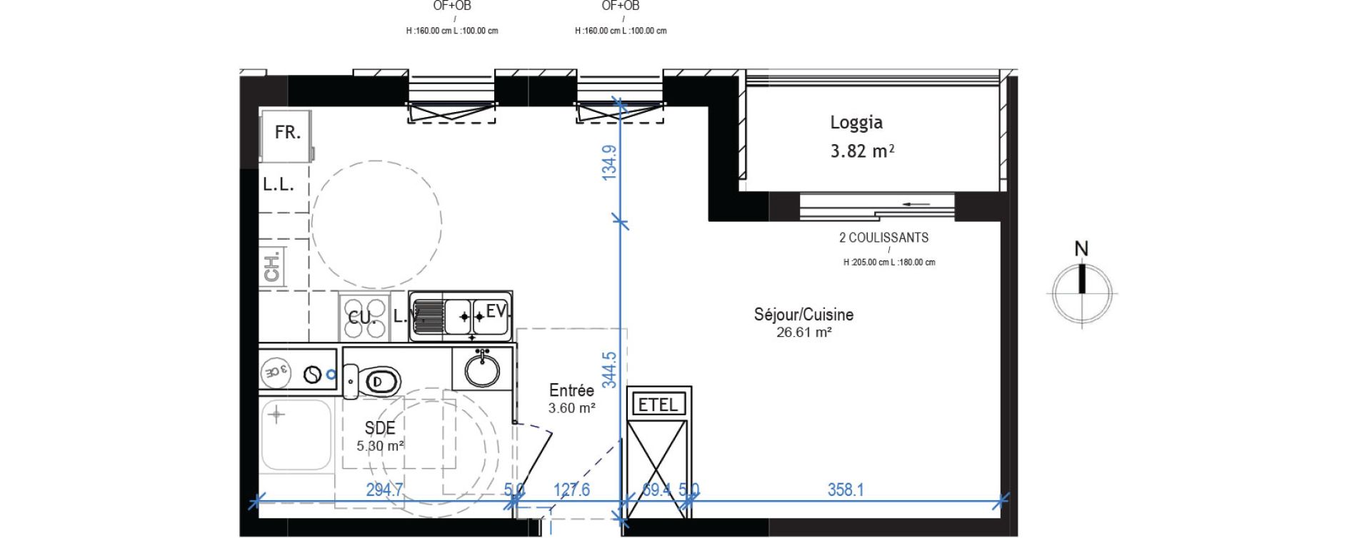 Appartement T1 de 35,51 m2 &agrave; Lille Sud