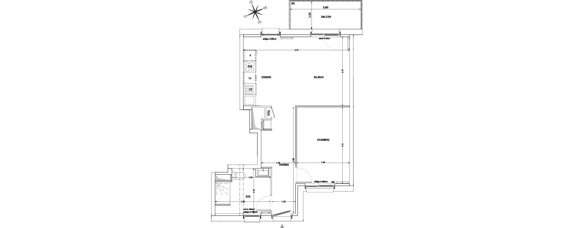 Appartement T2 de 48,08 m2 &agrave; Lille Sud