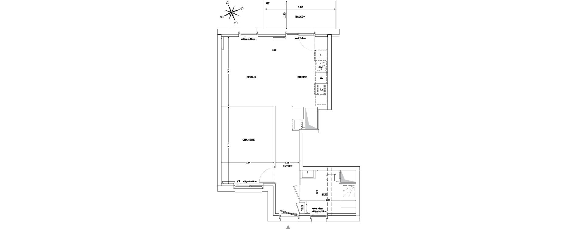 Appartement T2 de 46,38 m2 &agrave; Lille Sud