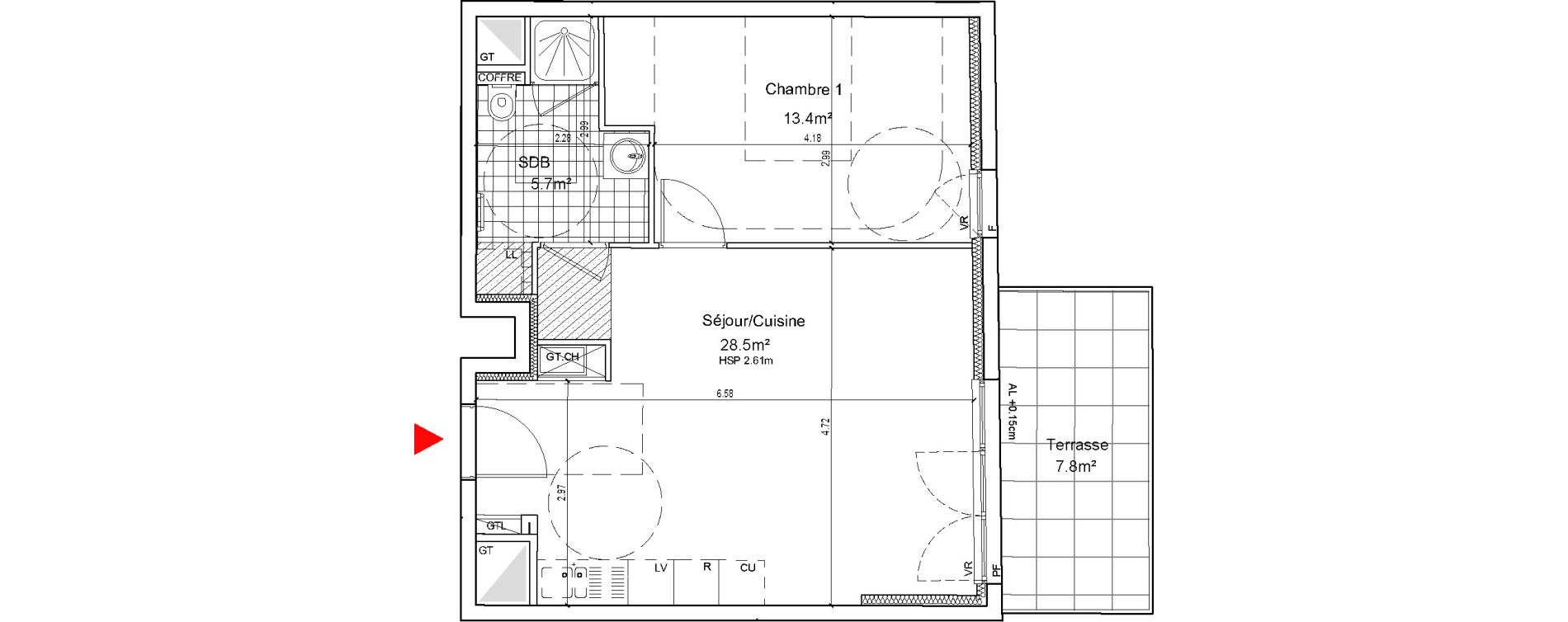 Appartement T2 de 47,60 m2 &agrave; Lille Moulins