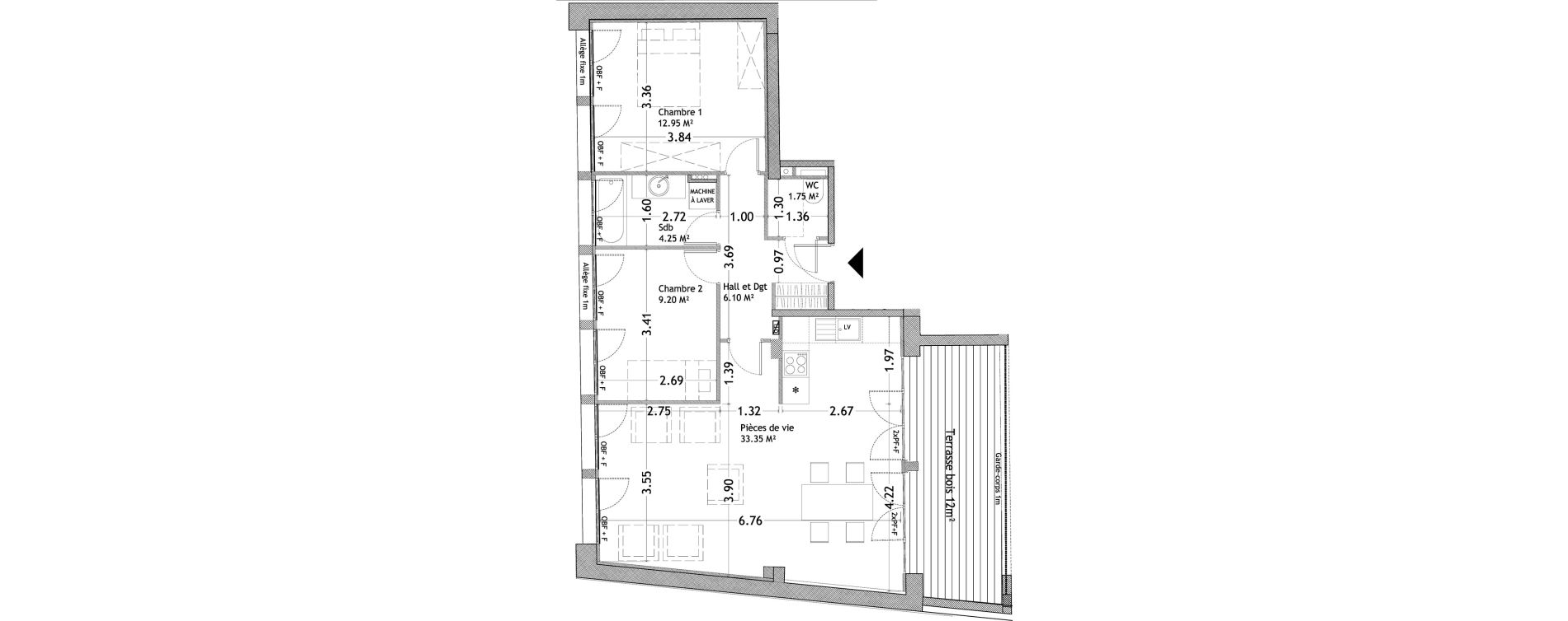 Appartement T3 de 67,60 m2 &agrave; Lille Wazemmes