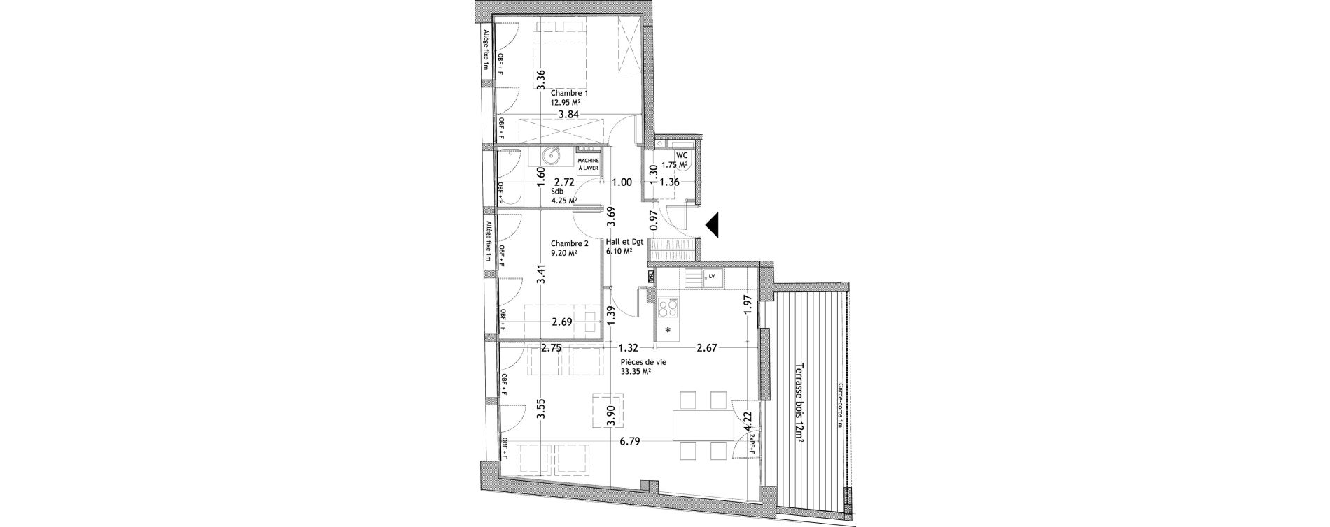 Appartement T3 de 67,60 m2 &agrave; Lille Wazemmes