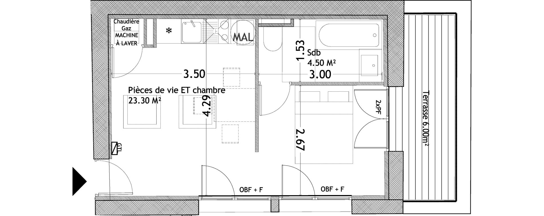 Appartement T1 bis de 27,80 m2 &agrave; Lille Wazemmes