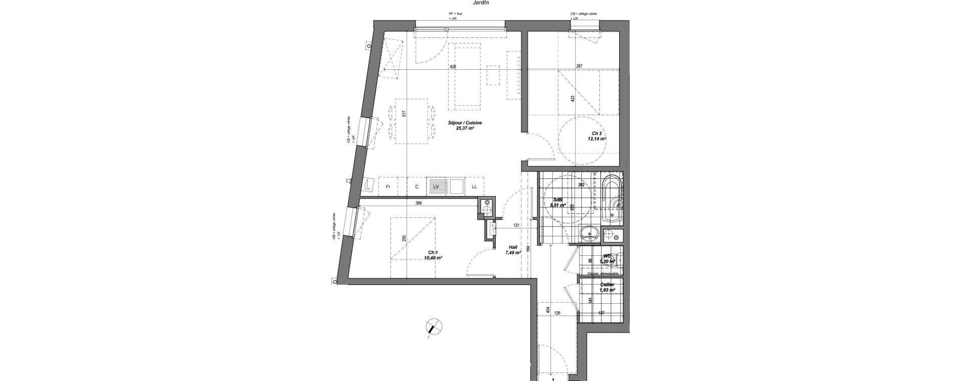 Appartement T3 de 64,14 m2 &agrave; Lille Lille lomme