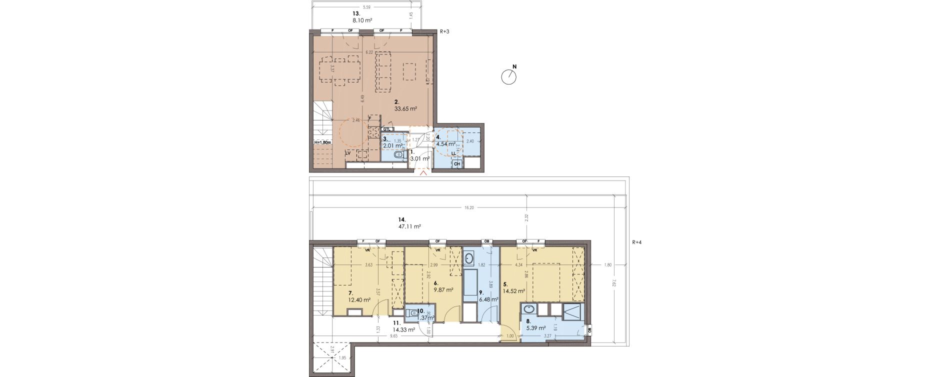 Appartement T4 de 107,57 m2 &agrave; Lille Faubourg des postes