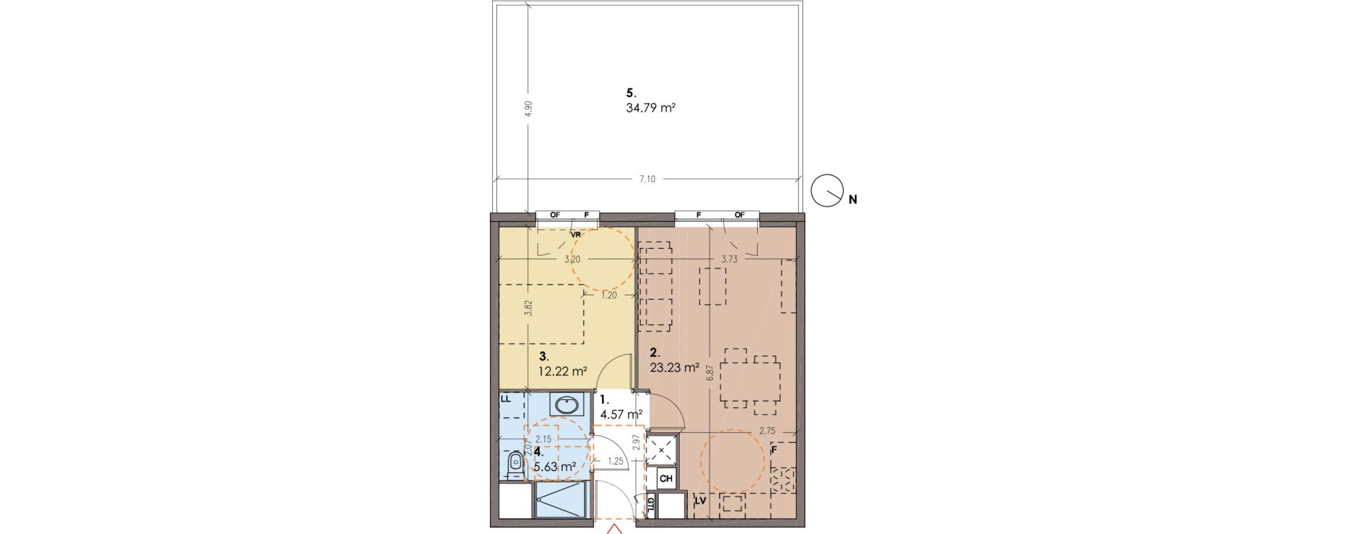 Appartement T2 de 45,65 m2 &agrave; Lille Faubourg des postes