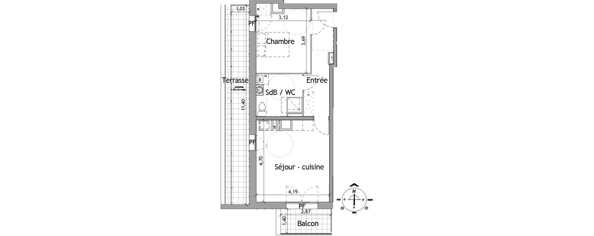 Appartement T2 de 45,20 m2 &agrave; Lille Fives