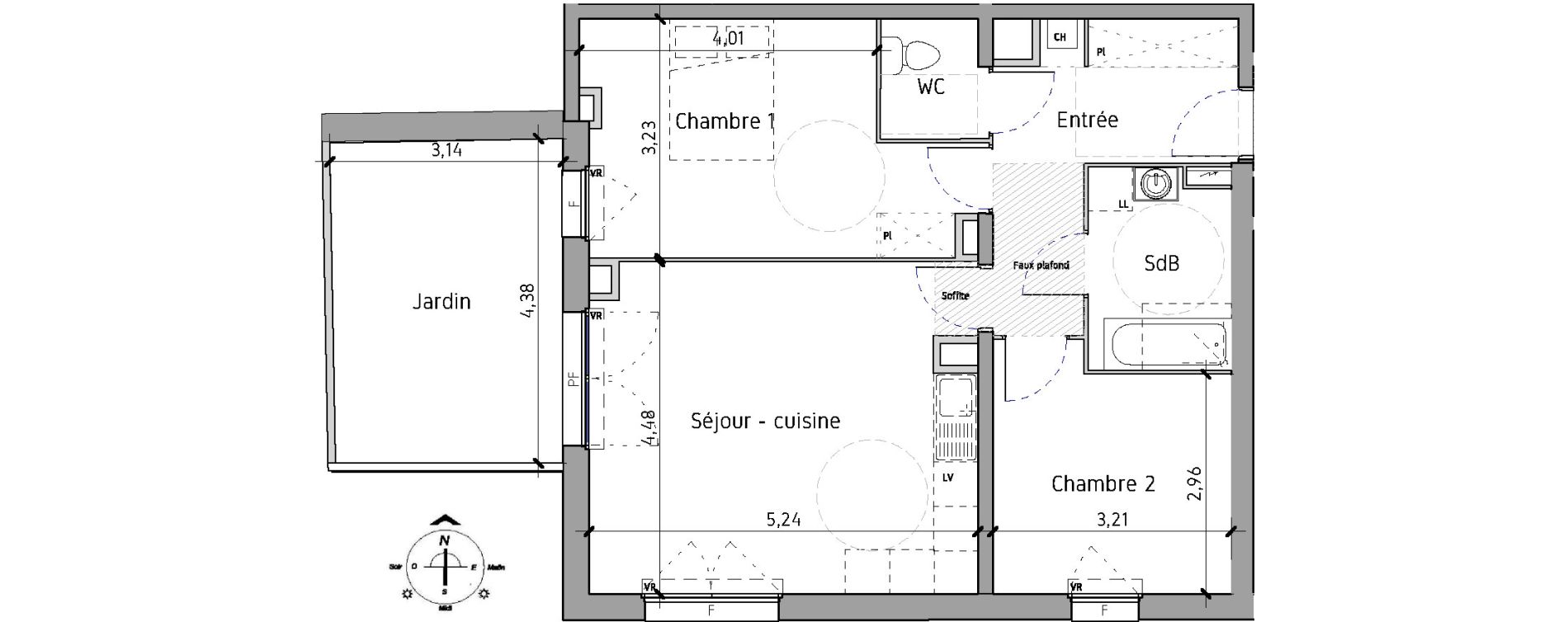 Appartement T3 de 63,80 m2 &agrave; Lille Fives