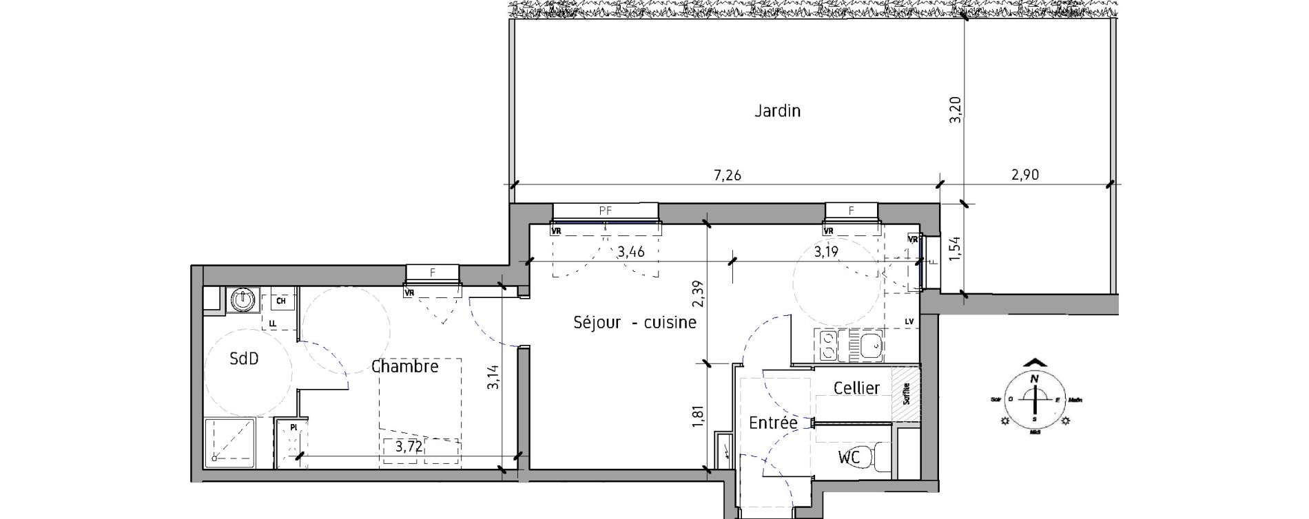 Appartement T2 de 44,40 m2 &agrave; Lille Fives