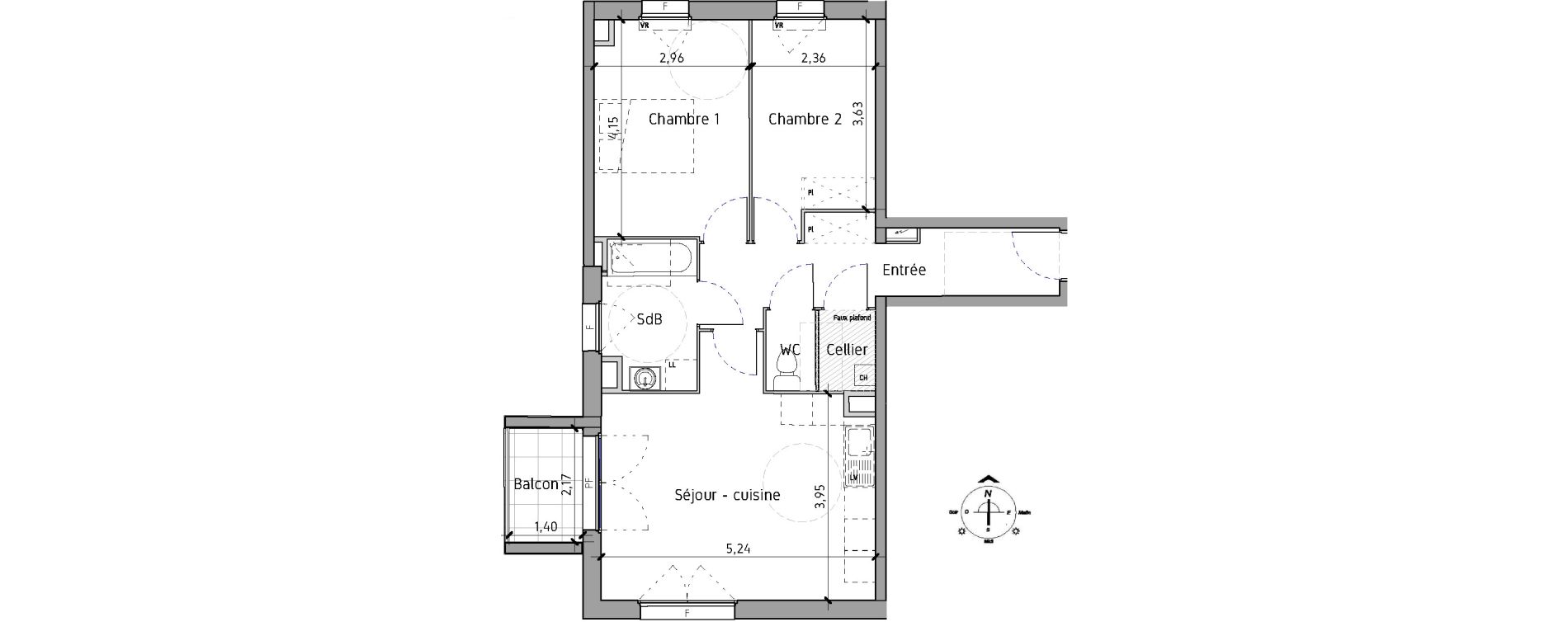 Appartement T3 de 61,10 m2 &agrave; Lille Fives