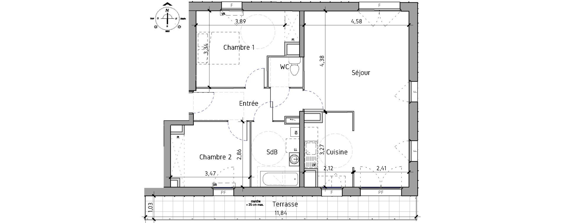 Appartement T3 de 70,90 m2 &agrave; Lille Fives
