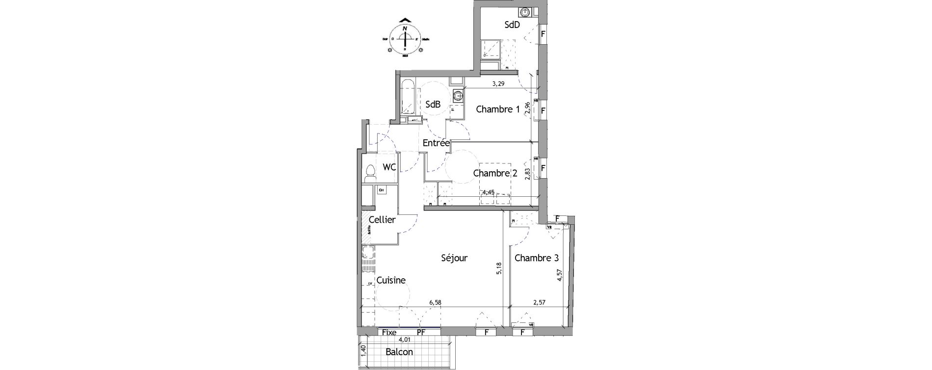 Appartement T4 de 92,90 m2 &agrave; Lille Fives
