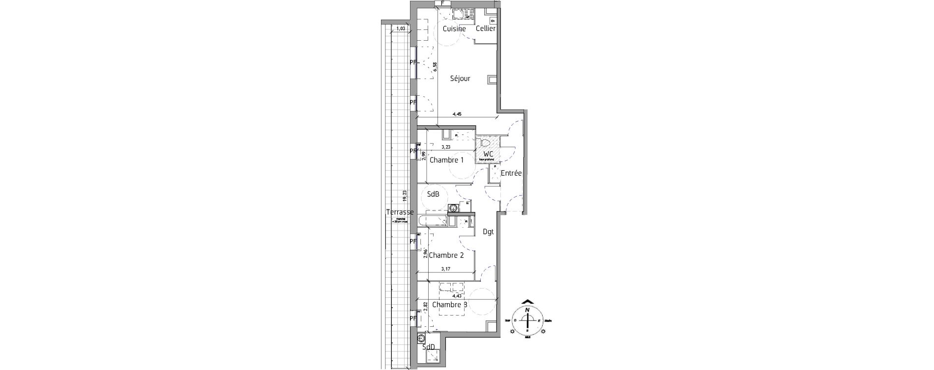 Appartement T4 de 86,60 m2 &agrave; Lille Fives