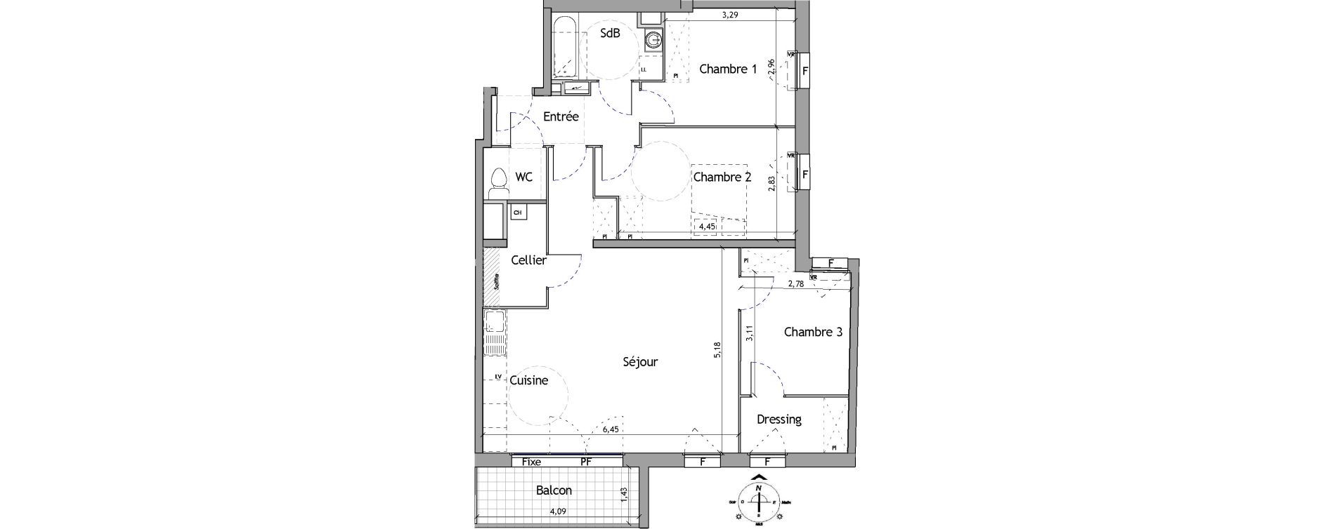 Appartement T4 de 86,10 m2 &agrave; Lille Fives