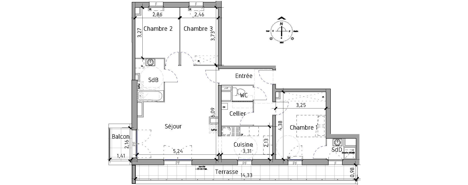 Appartement T4 de 85,10 m2 &agrave; Lille Fives