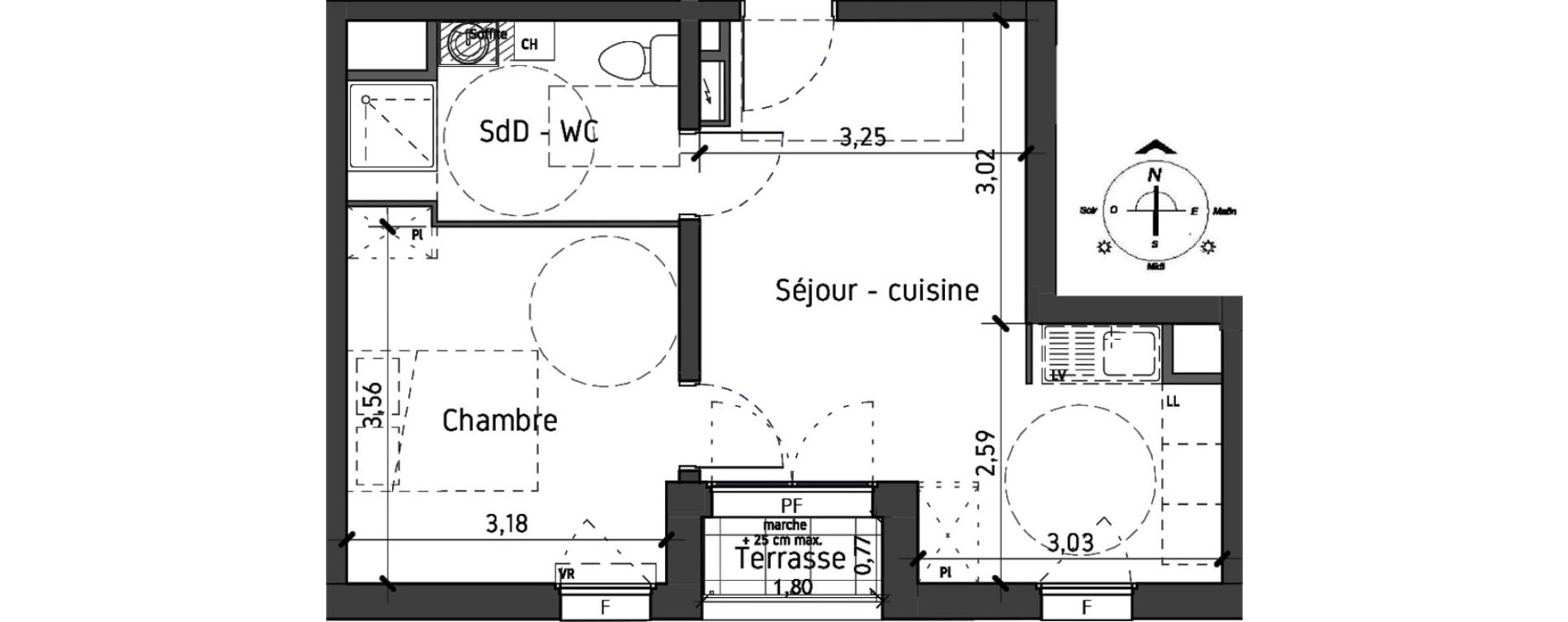 Appartement T2 de 38,20 m2 &agrave; Lille Fives