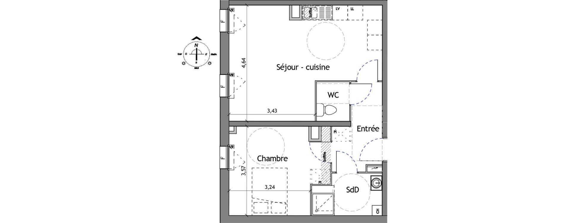 Appartement T2 de 48,90 m2 &agrave; Lille Fives
