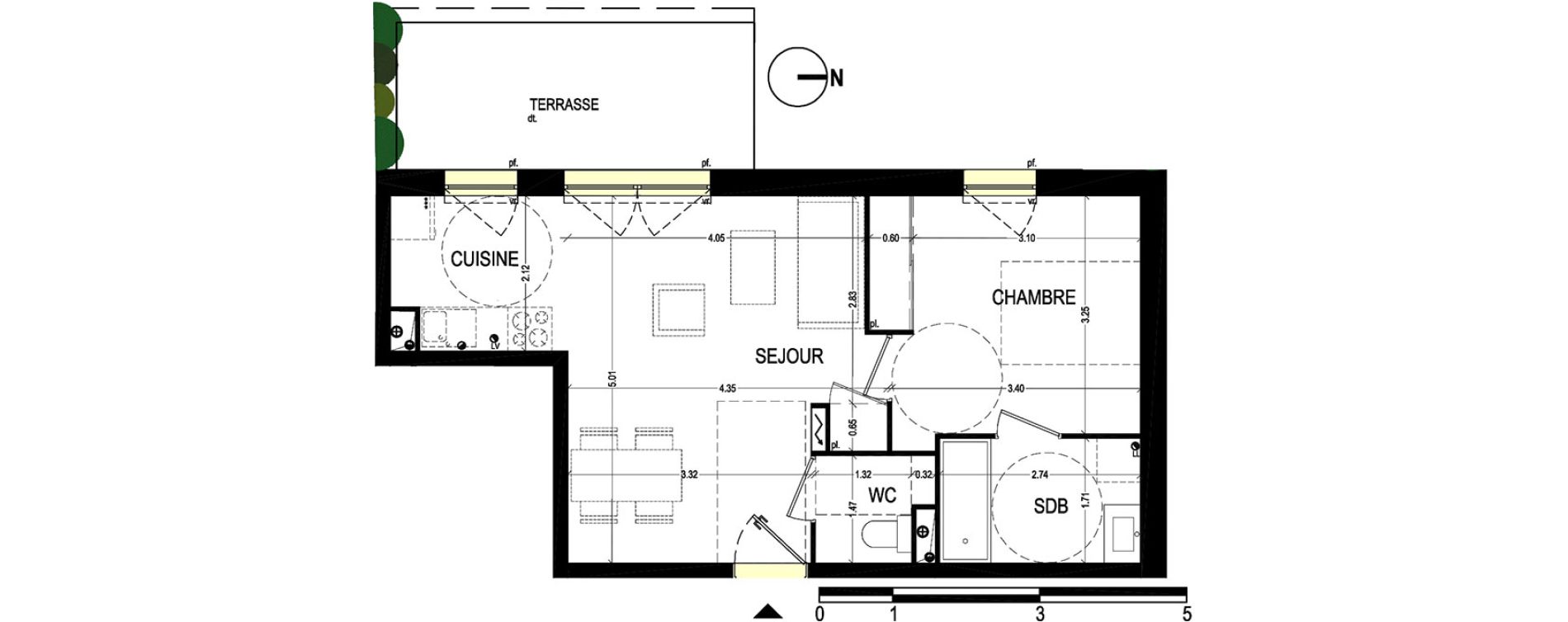 Appartement T2 de 42,95 m2 &agrave; Lille Hellemmes