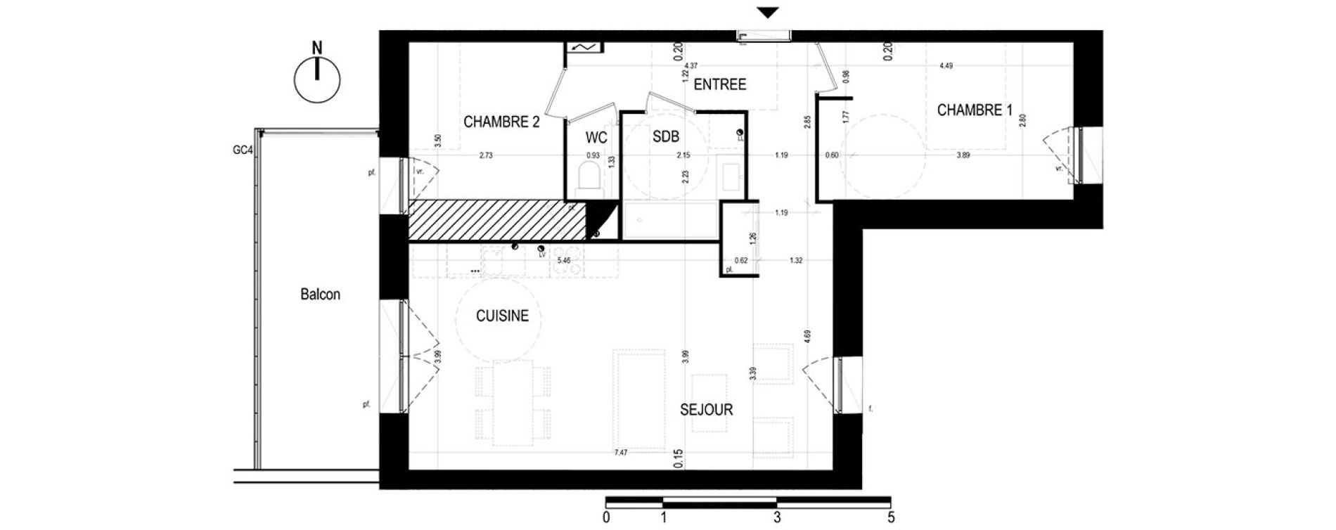 Appartement T3 de 66,49 m2 &agrave; Lille Hellemmes