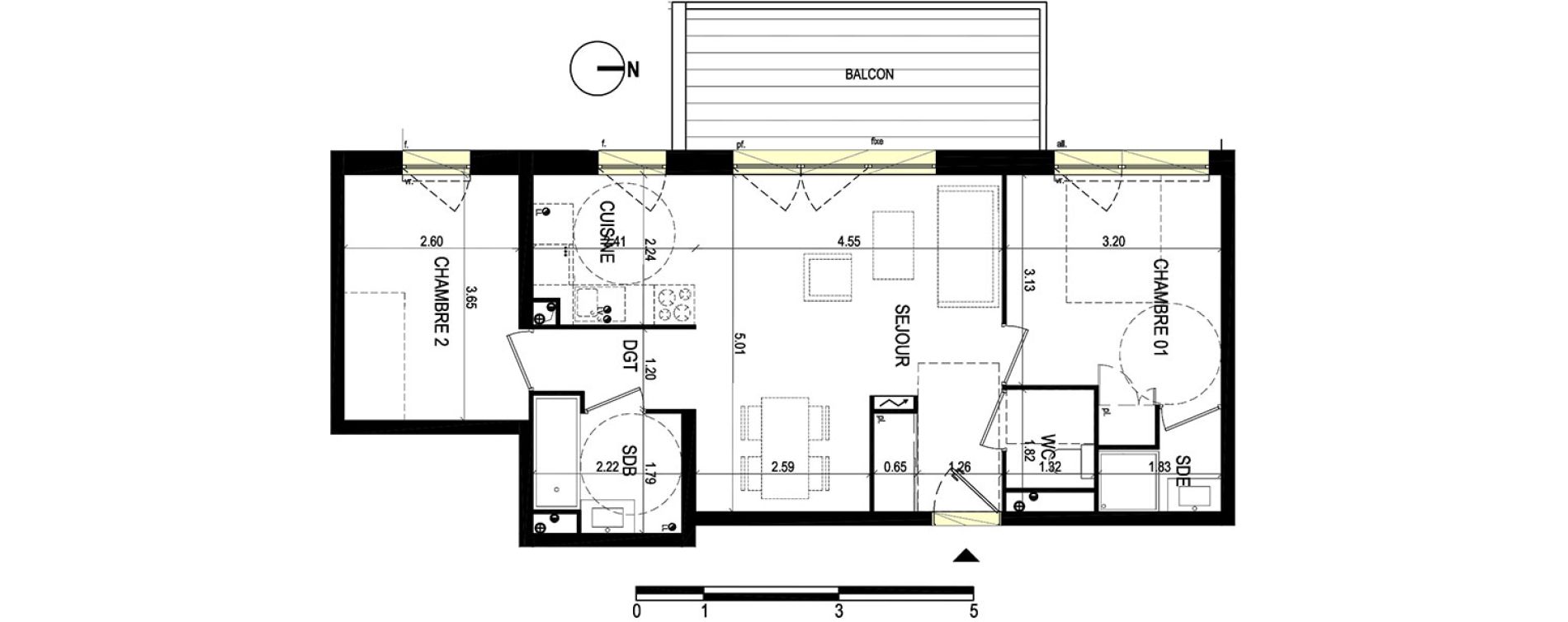 Appartement T3 de 59,80 m2 &agrave; Lille Hellemmes