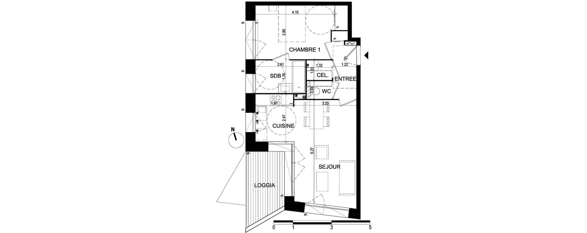Appartement T2 de 45,91 m2 &agrave; Lille Hellemmes