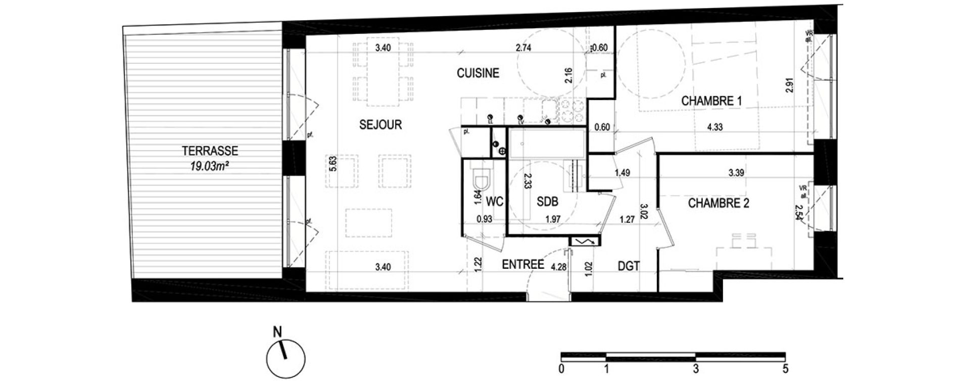 Appartement T3 de 62,04 m2 &agrave; Lille Hellemmes
