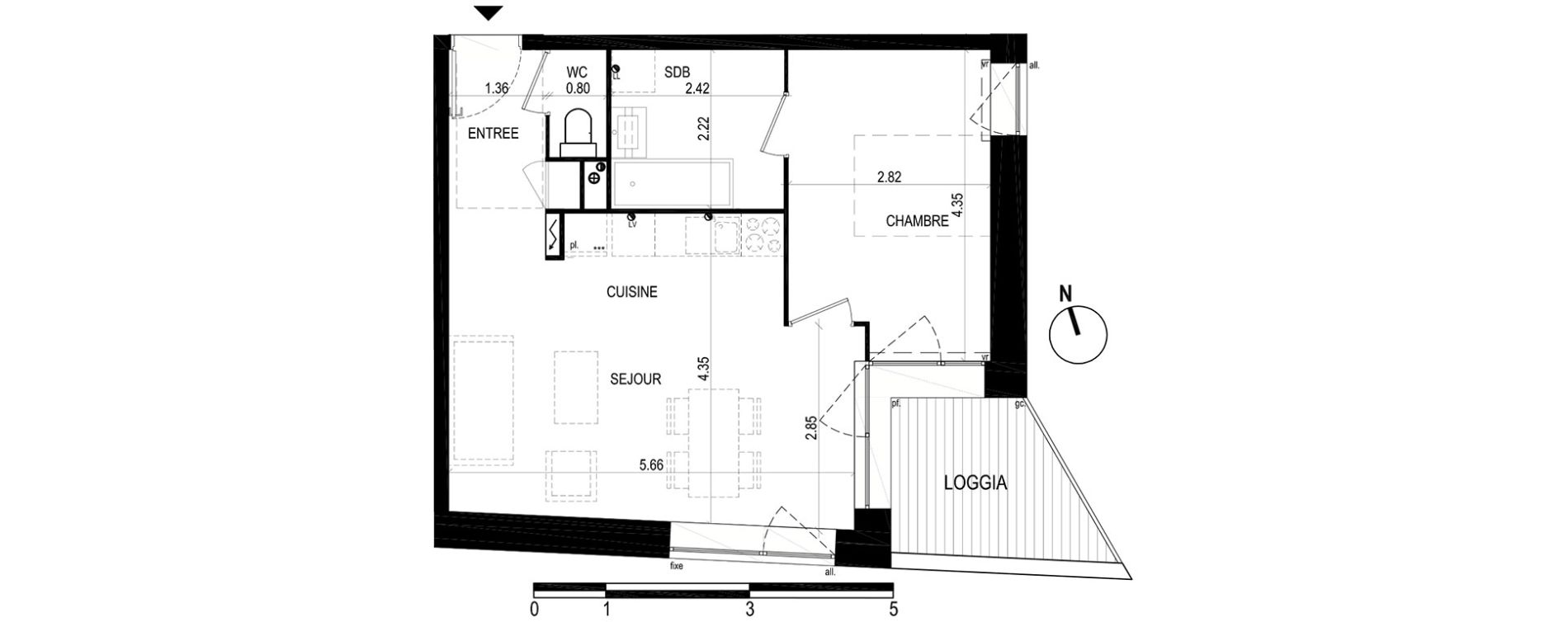 Appartement T2 de 44,45 m2 &agrave; Lille Hellemmes