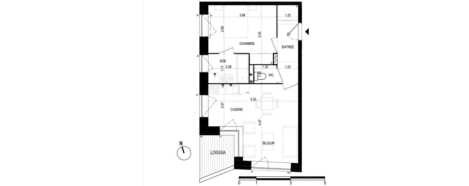 Appartement T2 de 42,70 m2 &agrave; Lille Hellemmes