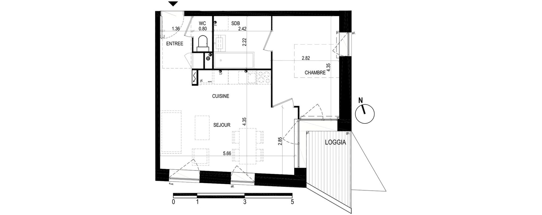 Appartement T2 de 44,45 m2 &agrave; Lille Hellemmes
