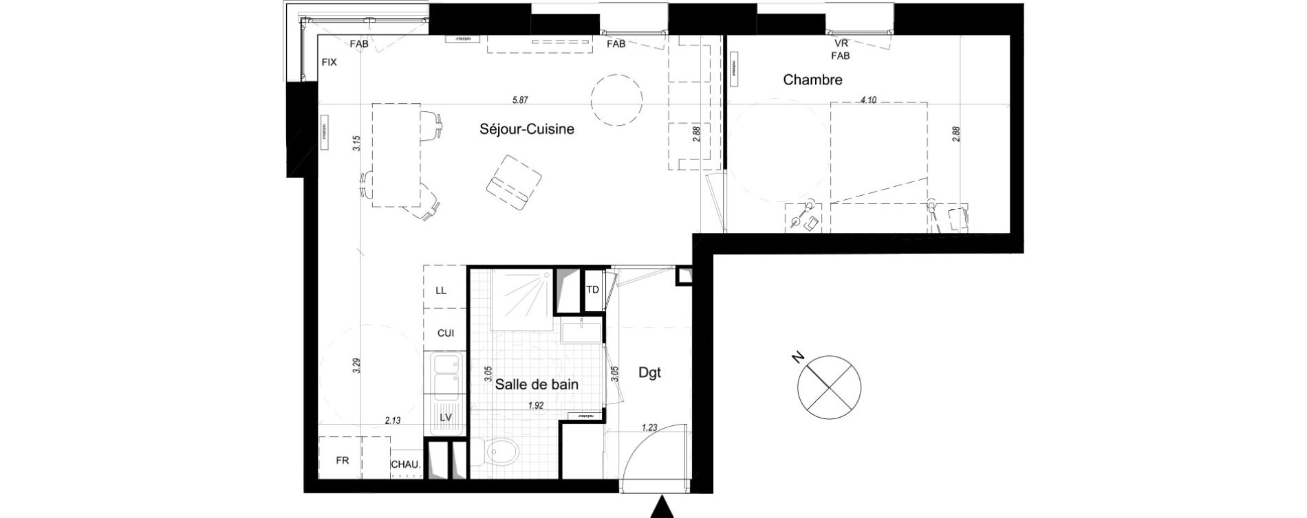 Appartement T2 de 46,50 m2 &agrave; Lille Sud