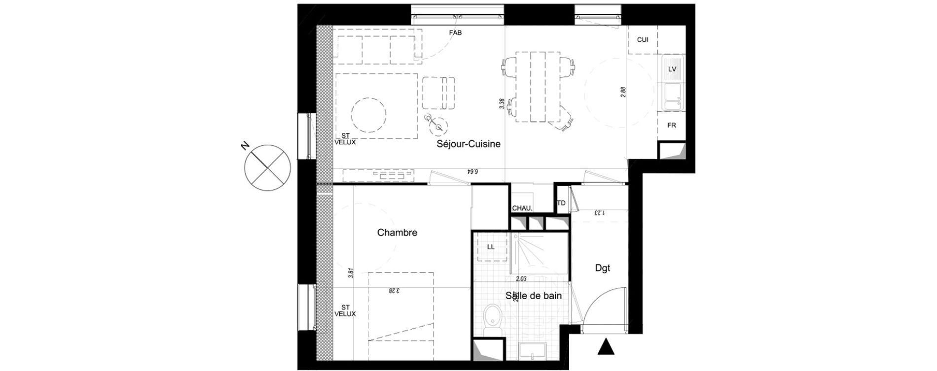 Appartement T2 de 46,20 m2 &agrave; Lille Sud