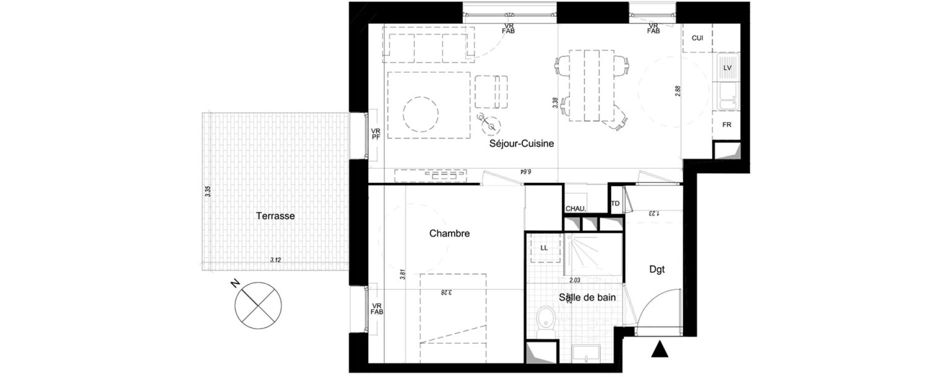 Appartement T2 de 48,40 m2 &agrave; Lille Sud