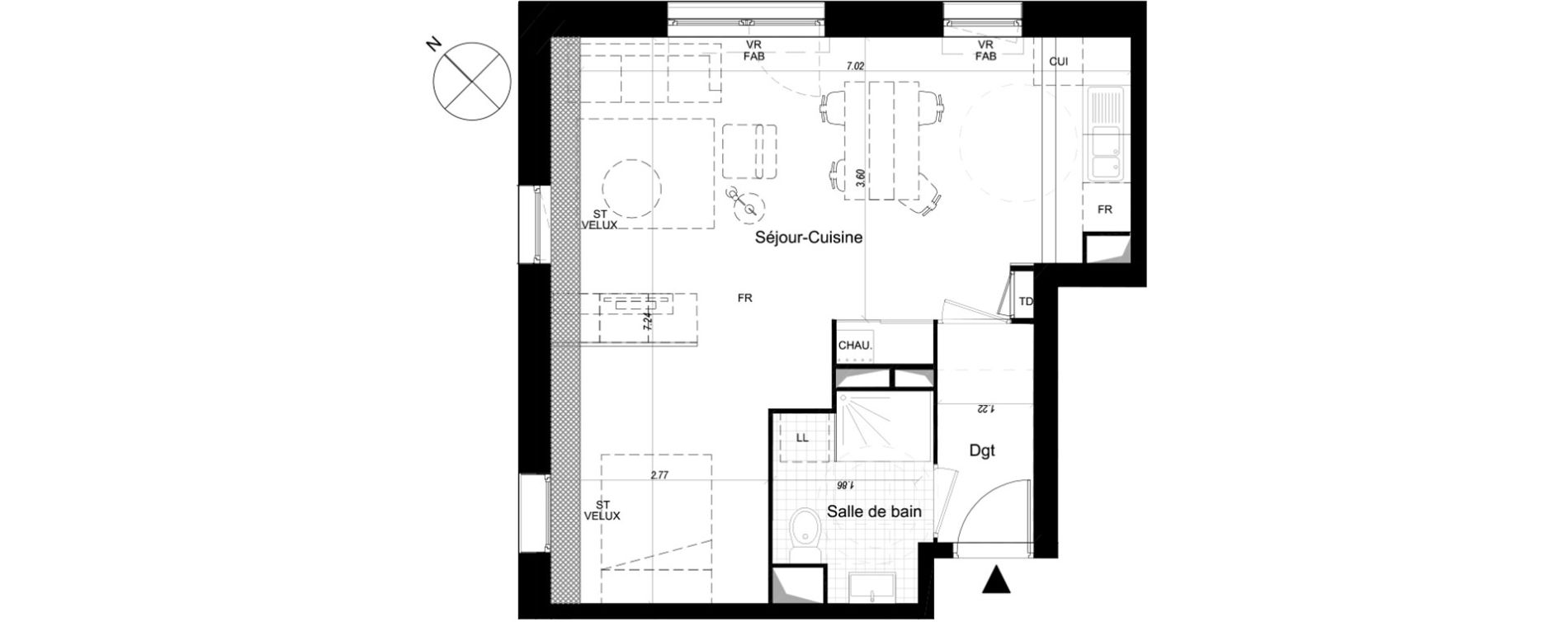 Appartement T1 de 42,40 m2 &agrave; Lille Sud