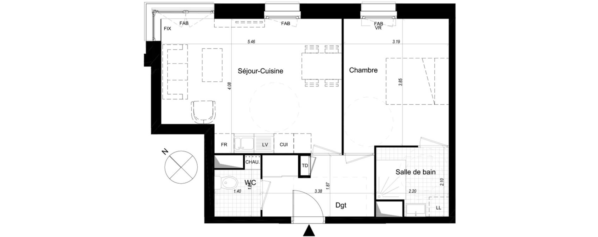 Appartement T2 de 45,80 m2 &agrave; Lille Sud