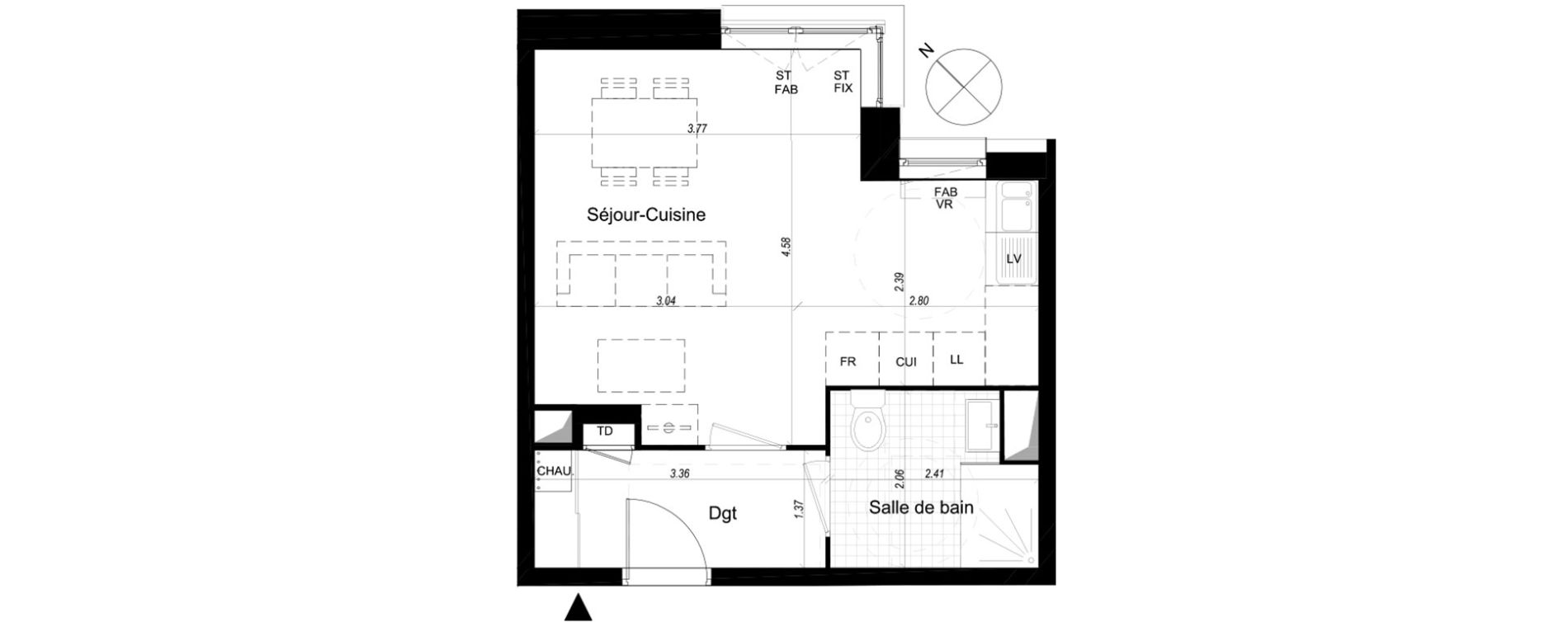Appartement T1 de 30,90 m2 &agrave; Lille Sud