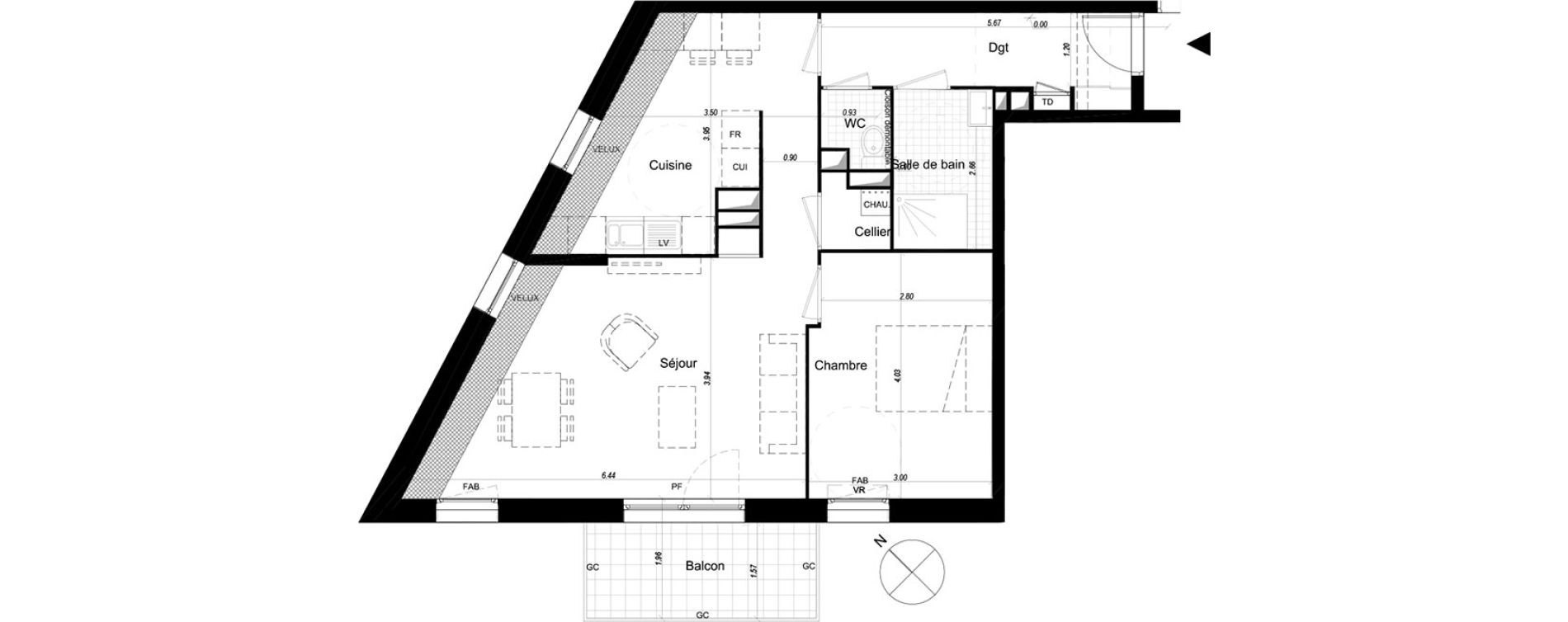 Appartement T2 de 56,60 m2 &agrave; Lille Sud