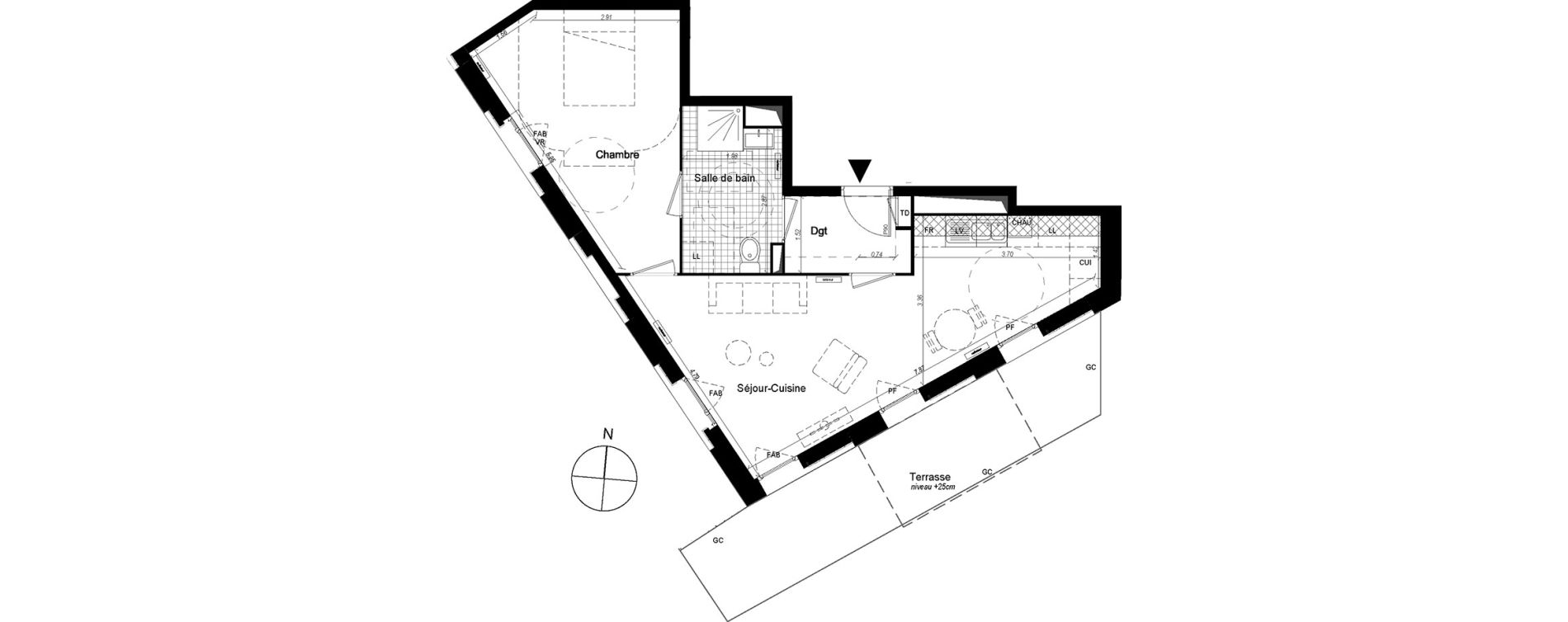 Appartement T2 de 49,30 m2 &agrave; Lille Sud