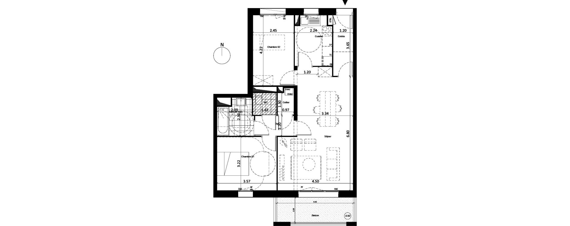 Appartement T3 de 70,85 m2 &agrave; Lille Sud